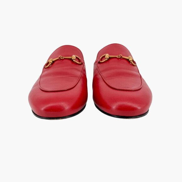 Gucci Princetown Red Leather Horsebit Loafer Mules Flat Shoes Size 39 US 9 Women - Picture 6 of 15